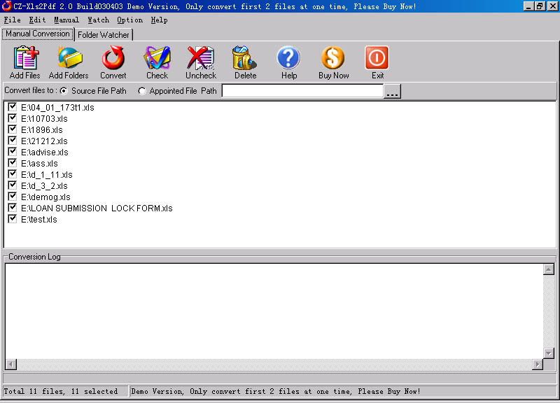 CZ-Xls2Pdf:batch pdf converter that convert xls to pdf Screenshot